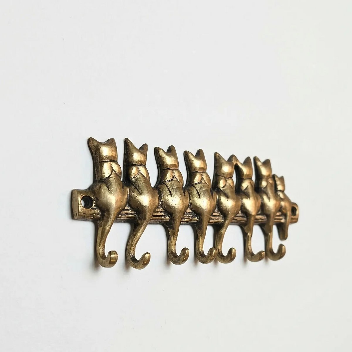 Porte-clés Mural Vintage en Bronze - Chats Assis - TokoLausanne