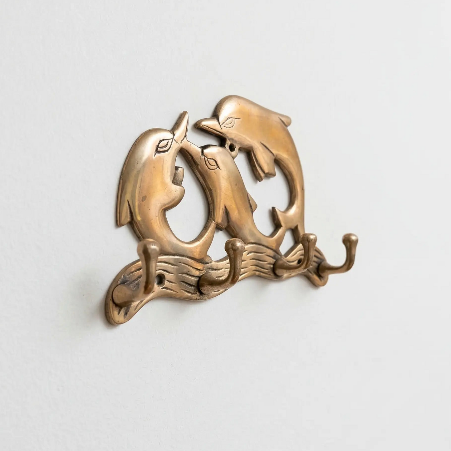 Porte-manteau vintage en bronze avec dauphins - TokoLausanne