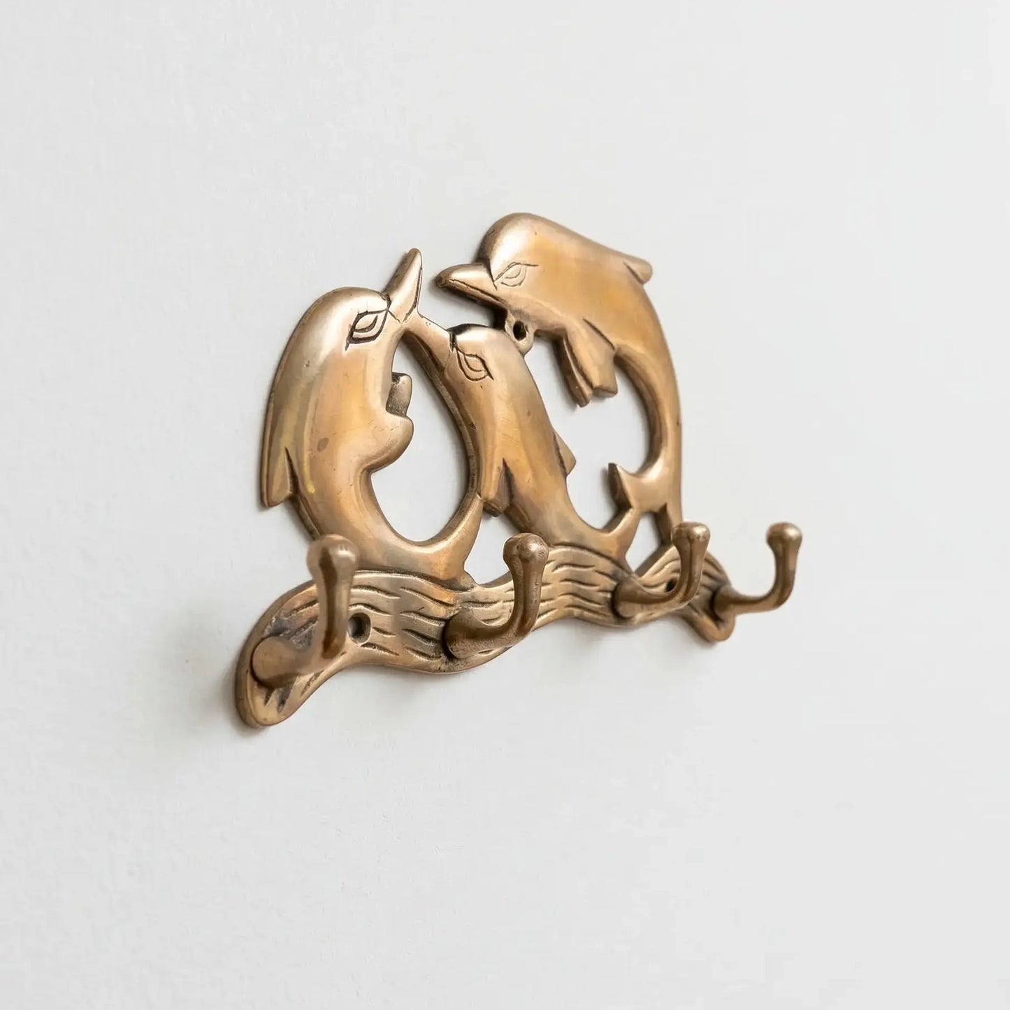 Porte-manteau vintage en bronze avec dauphins - TokoLausanne