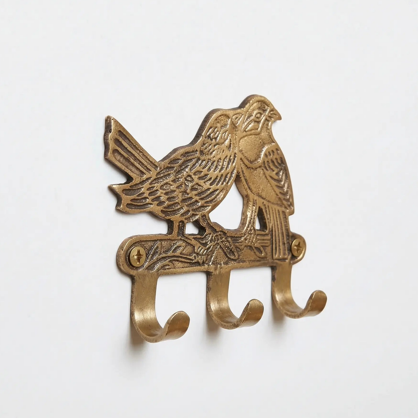 Porte-manteau mural vintage en bronze, motif oiseaux - TokoLausanne