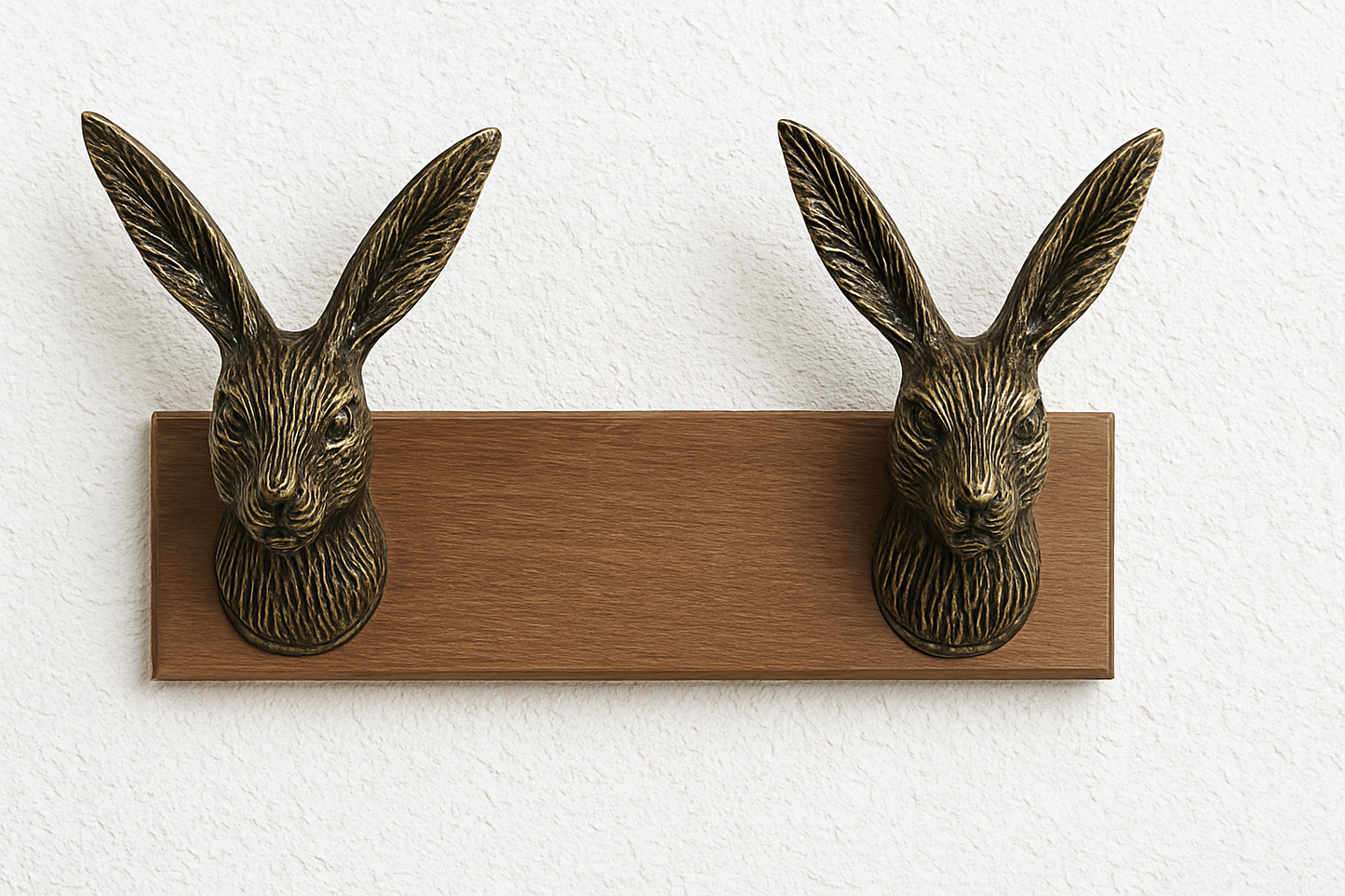 Porte-manteaux 2 lièvres en bronze bois massif Tokolausanne