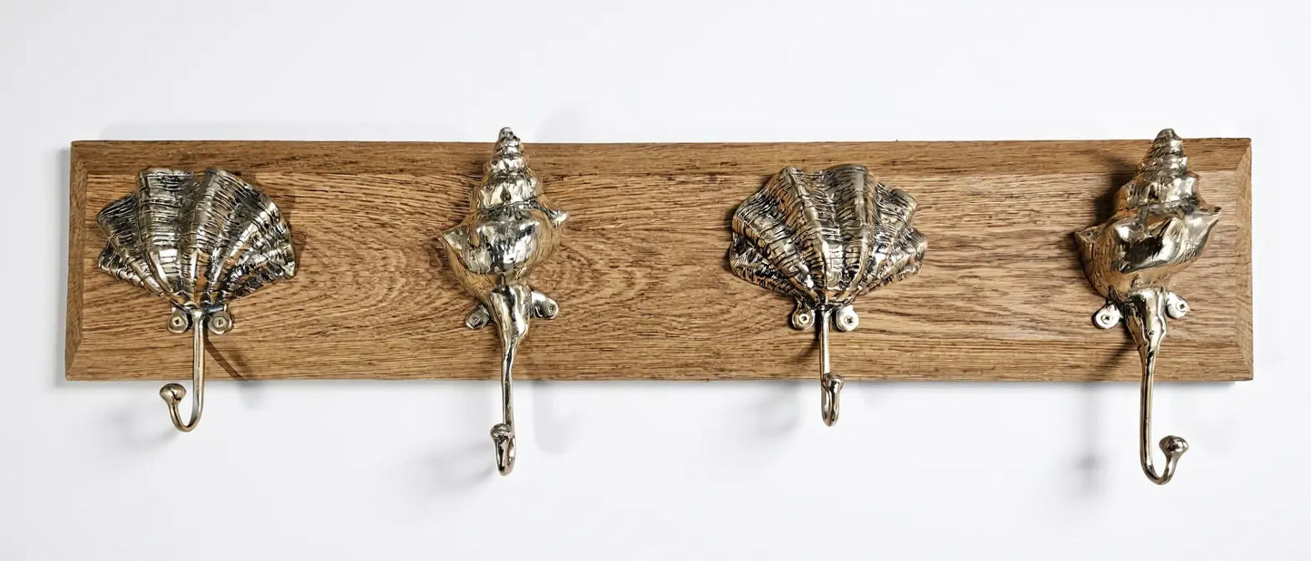 Porte-manteaux mural vintage 4 coquillages bronze 🐚🌊 Tokolausanne