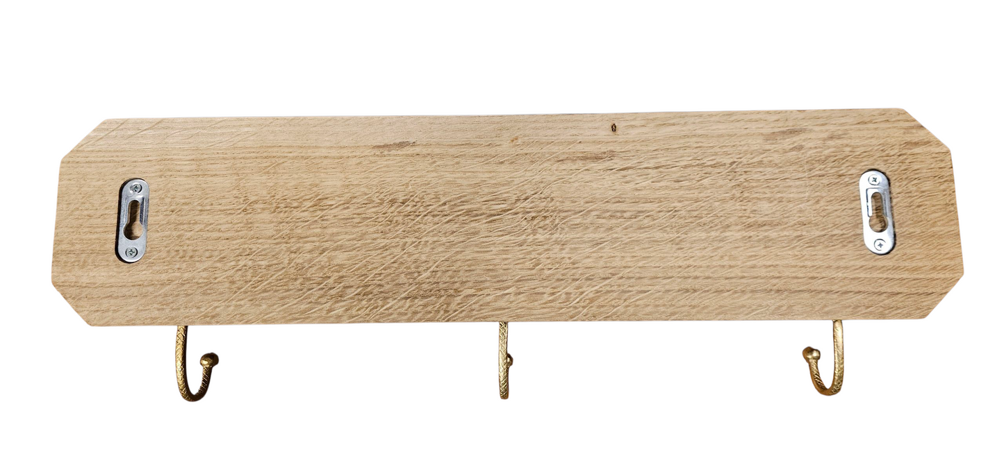 Patère murale design 3 lièvres bronze doré et bois massif Tokolausanne