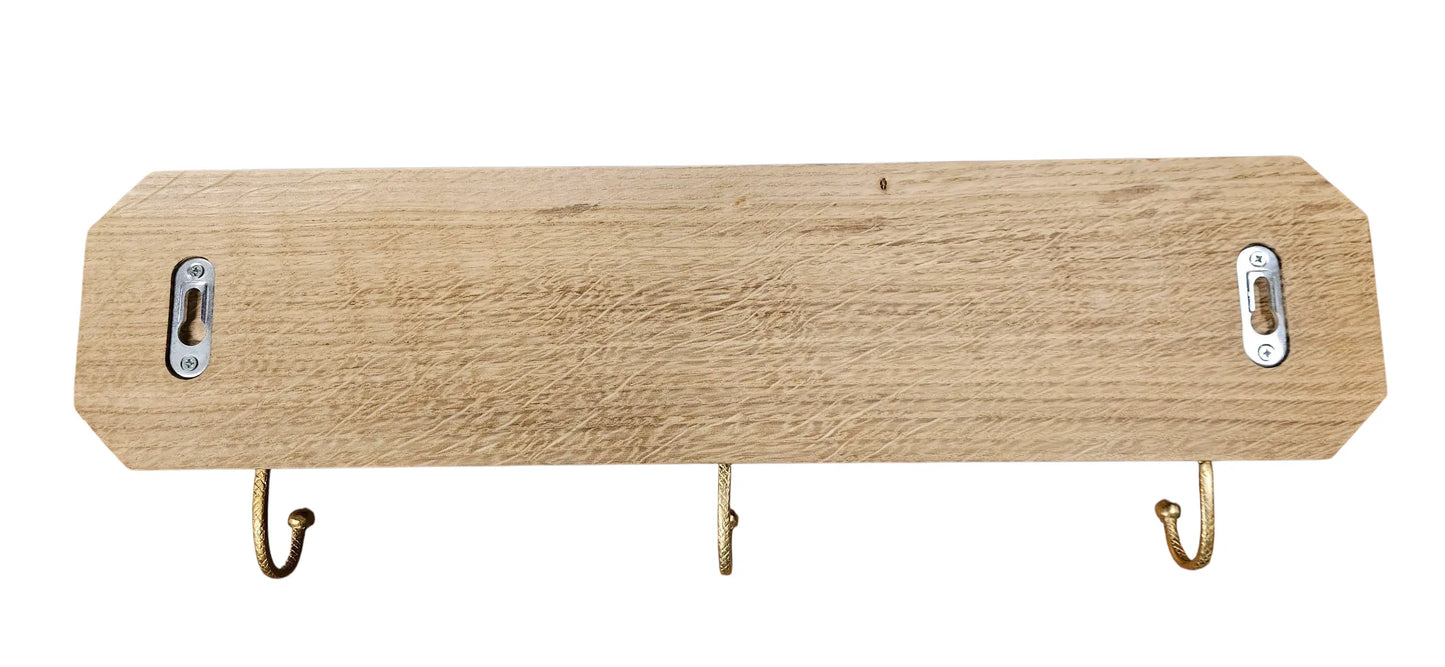 Patère murale design 3 lièvres bronze doré et bois massif Tokolausanne