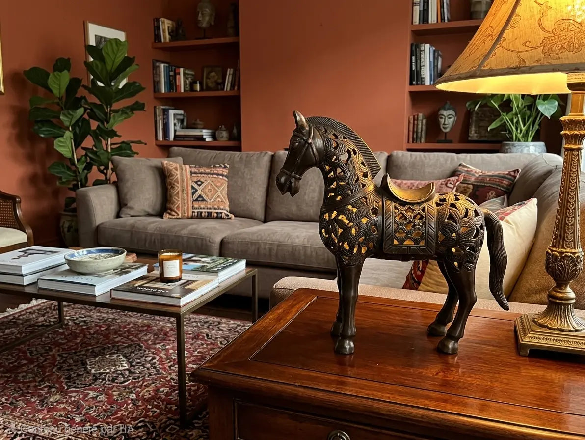 Sculpture de Cheval Ajourée en Bronze