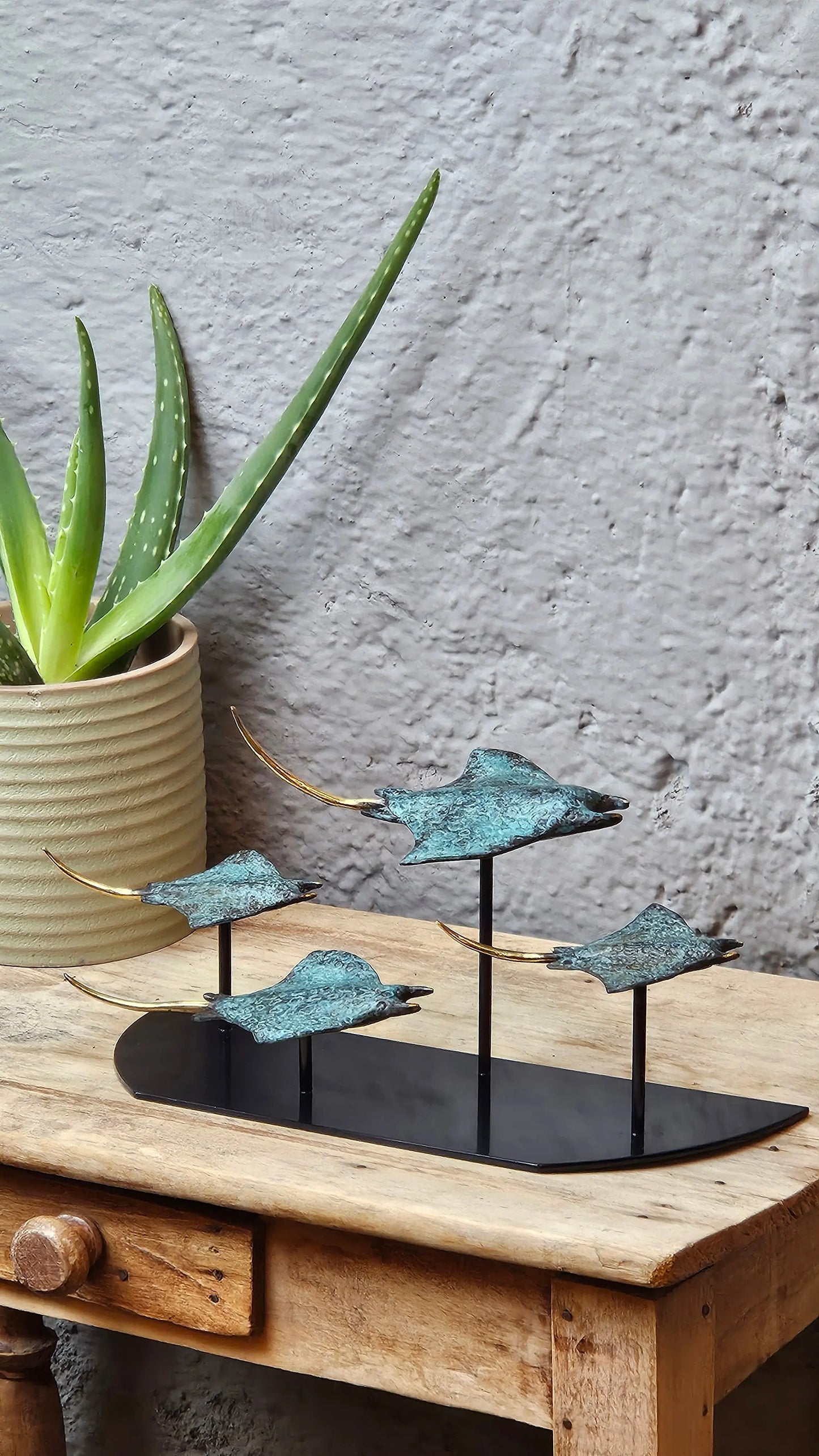 Sculpture 4 Raies Manta en Bronze Tokolausanne