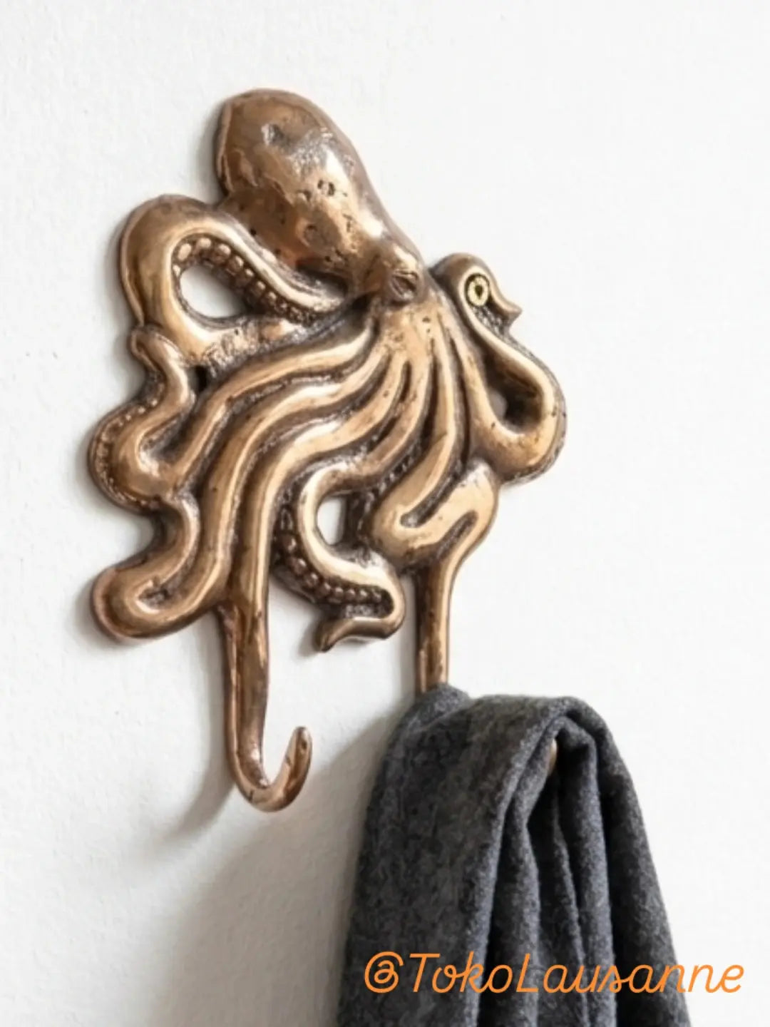Crochet Mural Poulpe Bronze Vintage - Déco Marine