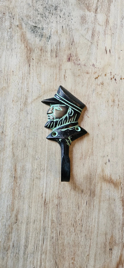 Patère Murale  Capitaine Vintage Bronze - Crochet Décoratif Noir et Turquoise Tokolausanne