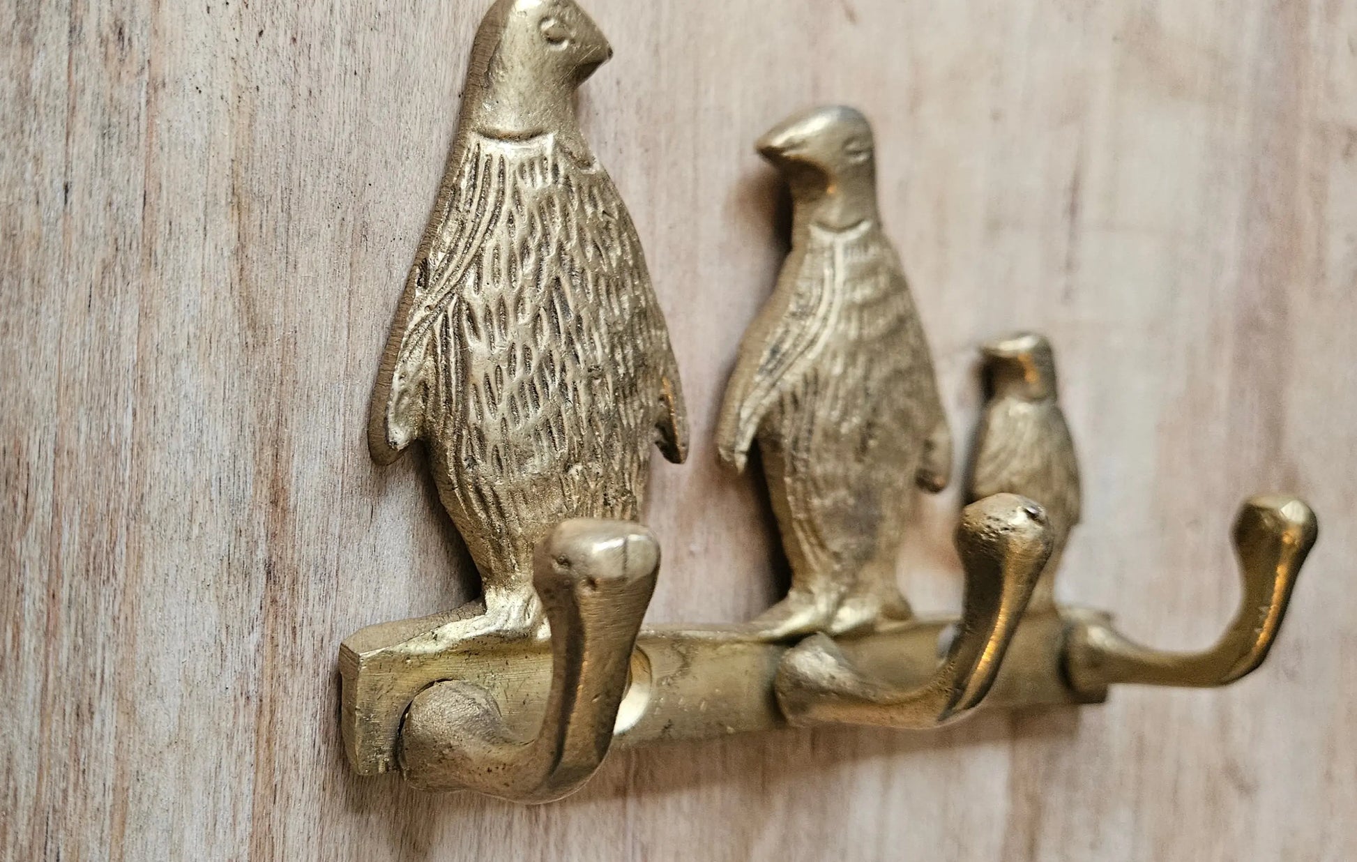 Patère Bronze Famille Pingouin - Décoration Originale pour Intérieur Tokolausanne