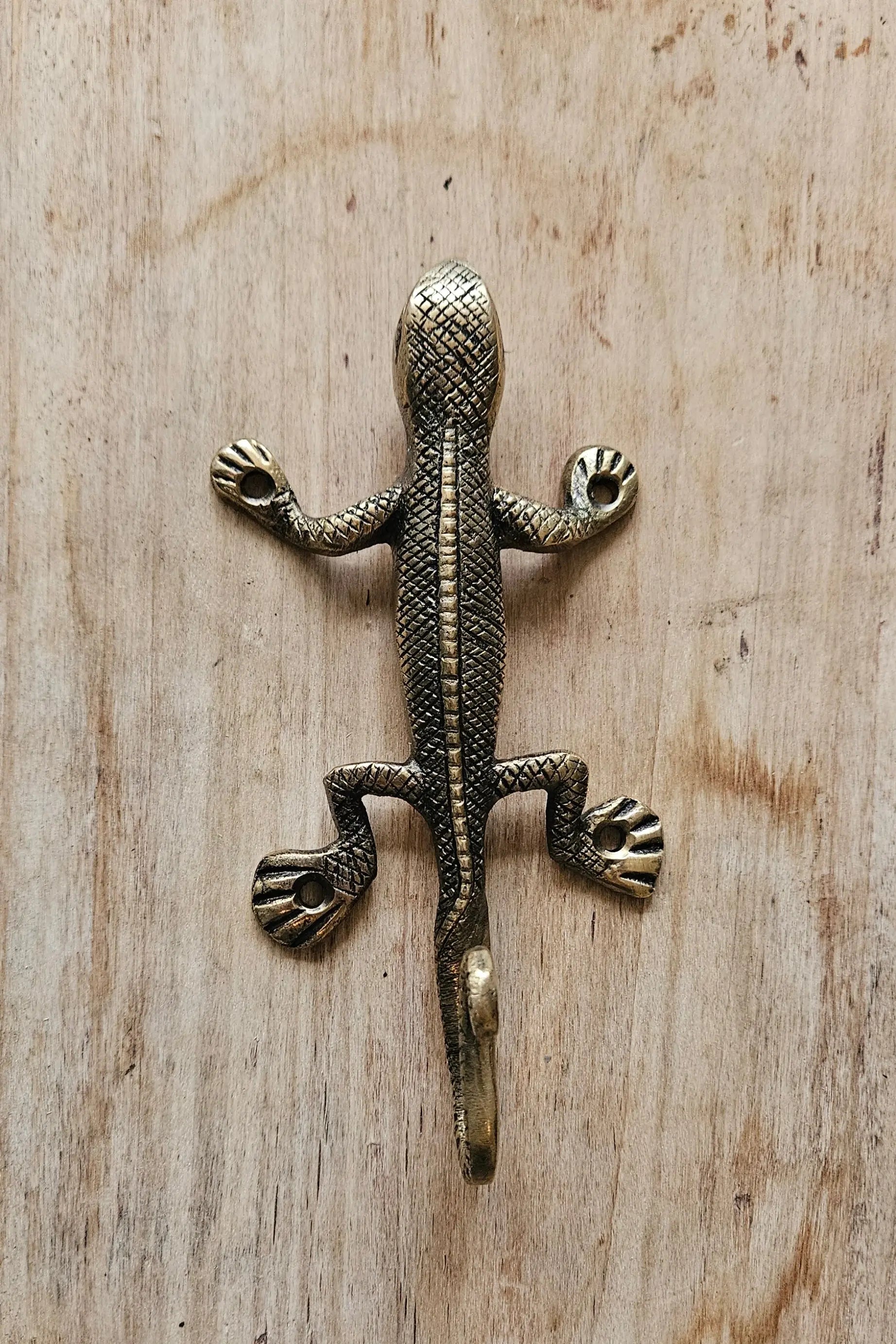 Patère Bronze Gecko - Décoration Ethnique et Boho pour Intérieur Tokolausanne