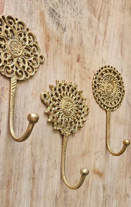 Lot de 3 Patères Murales en Bronze – Style Oriental & Bohème Chic Tokolausanne