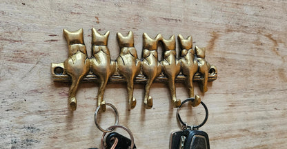 Porte-clés Mural Vintage en Bronze - Chats Assis - TokoLausanne
