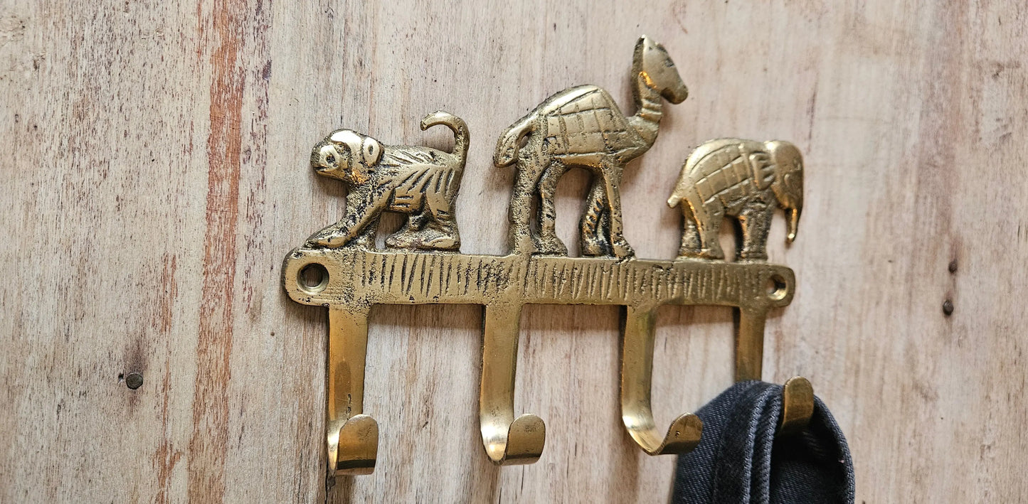 patere bronze singe chameau elephant