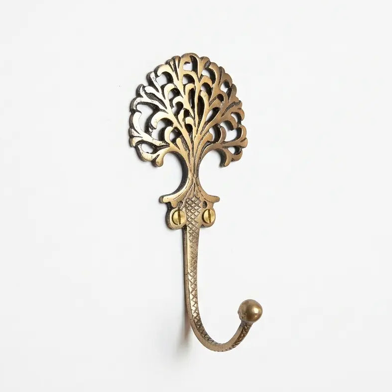 Crochet mural décoratif arbre de vie en métal doré - TokoLausanne