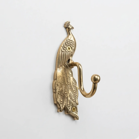 Crochet mural paon doré vintage - Élégance Bohème! - TokoLausanne