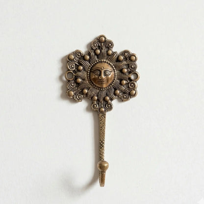 Patère murale vintage en bronze-motif soleil d'été - TokoLausanne