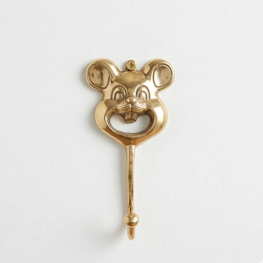 Crochet mural vintage en forme de souris doré - TokoLausanne