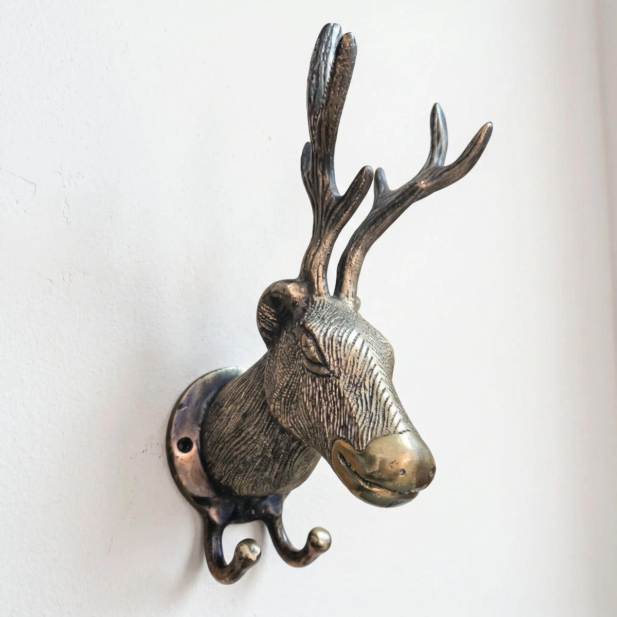 Wandhaken Hirschkopf aus Bronze-Dekorhaken