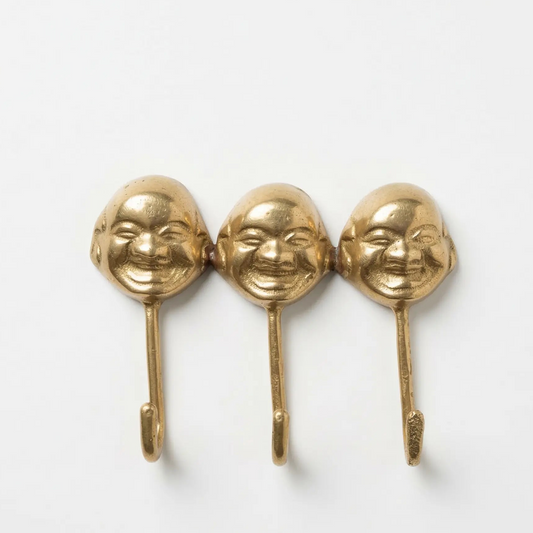 Lot de 3 crochets muraux Bouddha dorés - Déco zen! - TokoLausanne