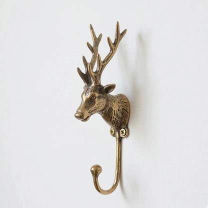 Crochet Mural tête de cerf en bronze - TokoLausanne