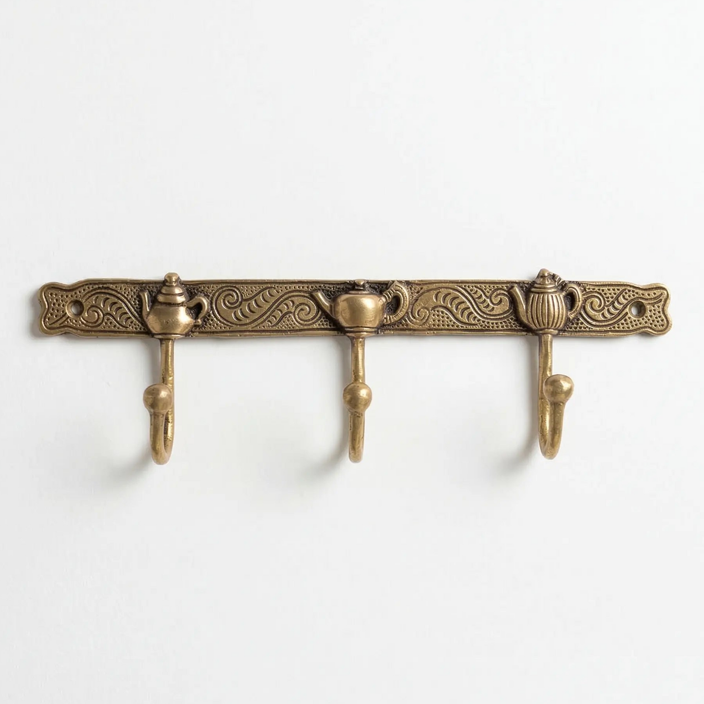 Patère murale style oriental en bronze, 3 crochets - TokoLausanne