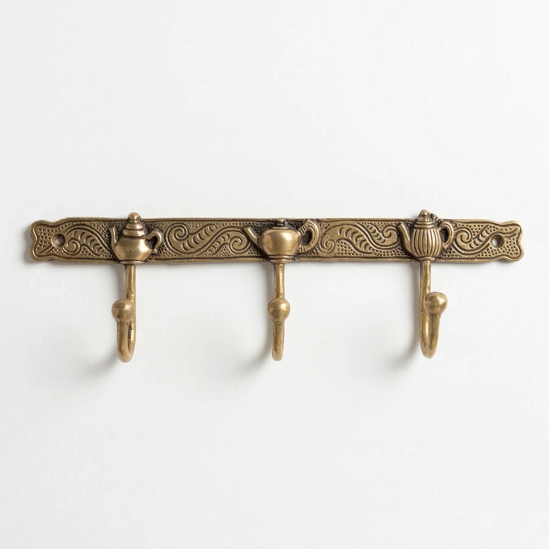 Patère murale style oriental en bronze, 3 crochets - TokoLausanne