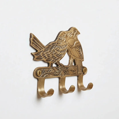 Porte-manteau mural vintage en bronze, motif oiseaux - TokoLausanne