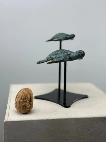 Sculpture marine-Duo Tortues en Bronze