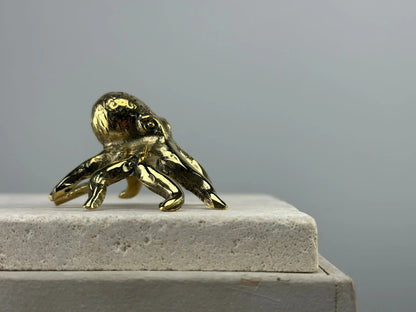 Statuette Miniature de Pieuvre en Bronze Doré TokoLausanne 