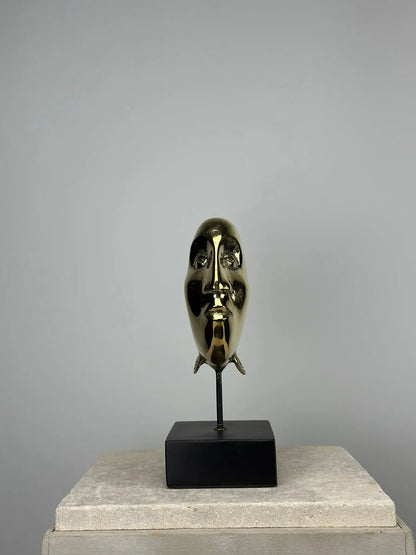 Sculpture de Poisson-Visage en Bronze Doré TokoLausanne 