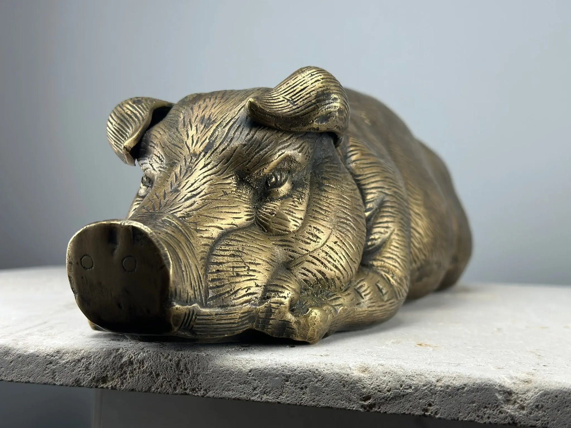 Cochon allongé en bronze TokoLausanne 