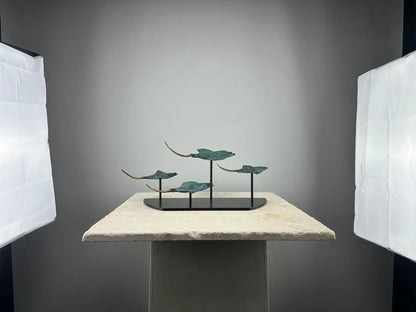 Sculpture 4 Raies Manta en Bronze