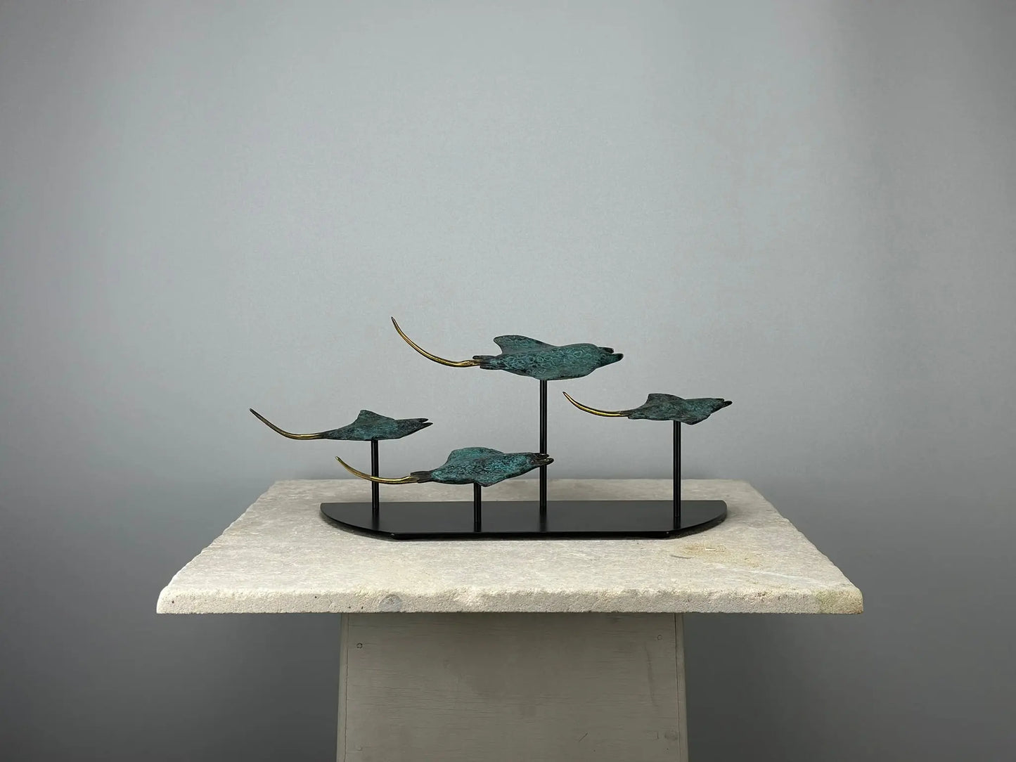 Sculpture 4 Raies Manta en Bronze