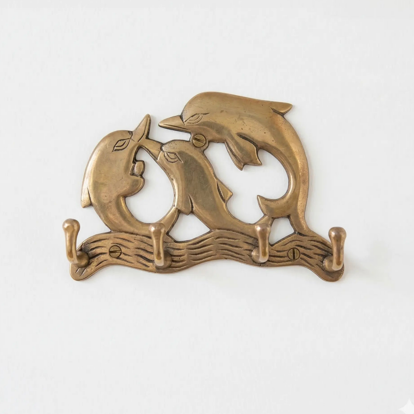 Porte-manteau vintage en bronze avec dauphins - TokoLausanne