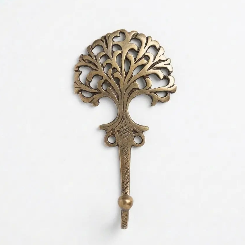 Crochet mural décoratif arbre de vie en métal doré - TokoLausanne