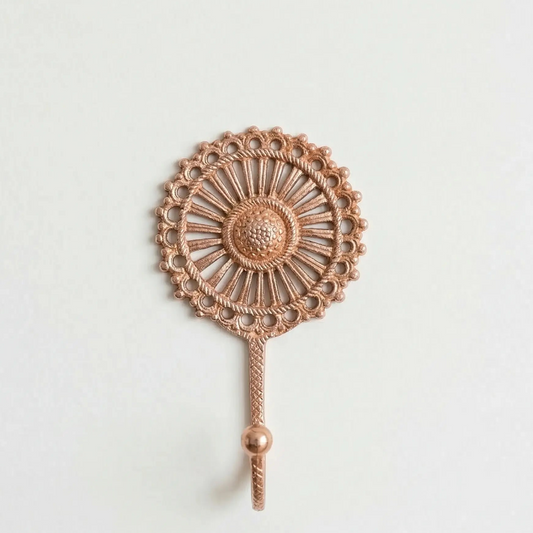 Patère murale décorative vintage - Fleur Rose/doré - TokoLausanne