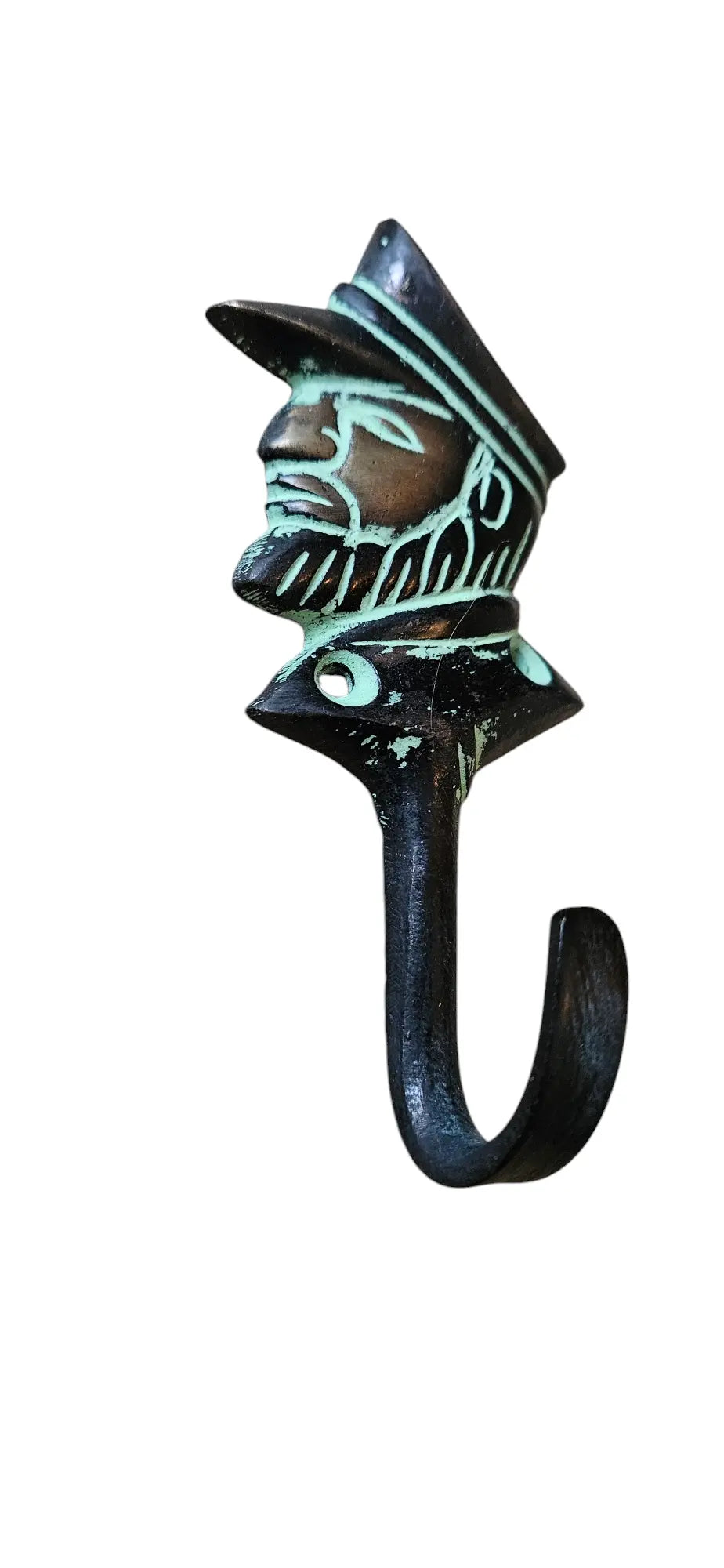 Patère Murale  Capitaine Vintage Bronze - Crochet Décoratif Noir et Turquoise Tokolausanne