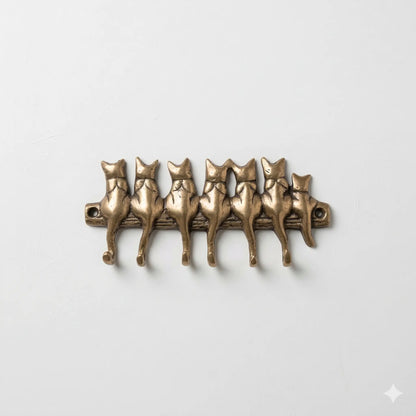 Porte-clés Mural Vintage en Bronze - Chats Assis - TokoLausanne