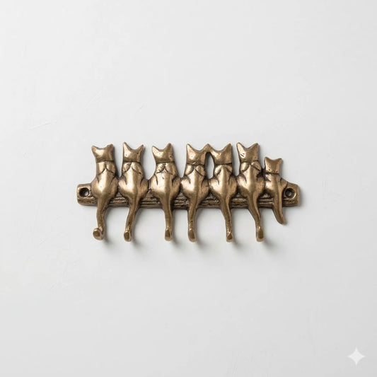 Porte-clés Mural Vintage en Bronze - Chats Assis - TokoLausanne