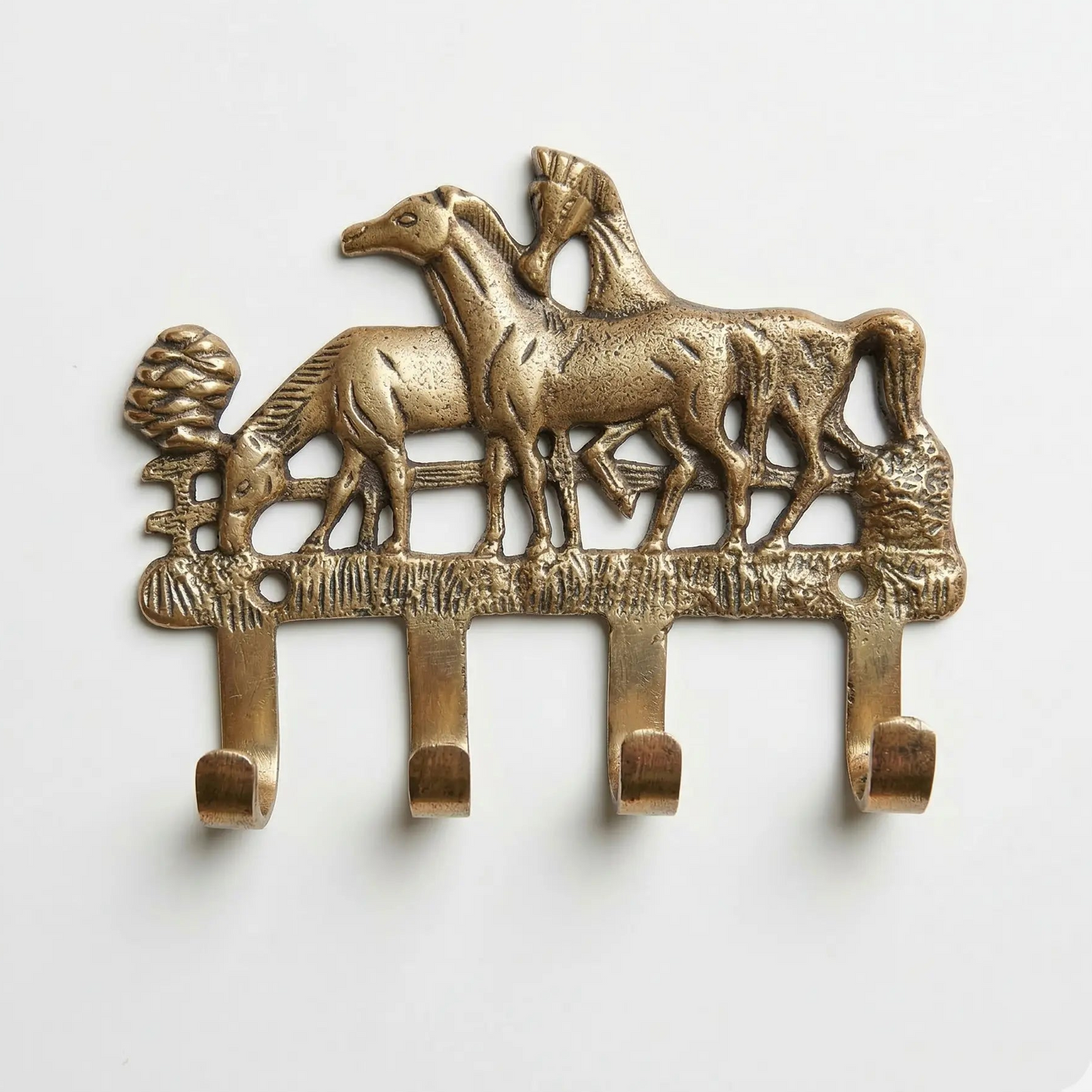 Porte-manteau vintage en bronze avec des chevaux. - TokoLausanne