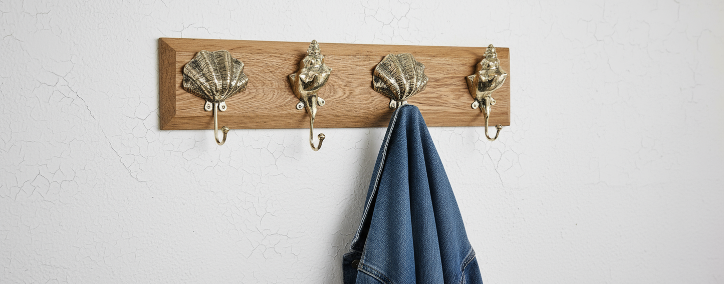 Porte-manteaux mural vintage 4 coquillages bronze 🐚🌊 Tokolausanne