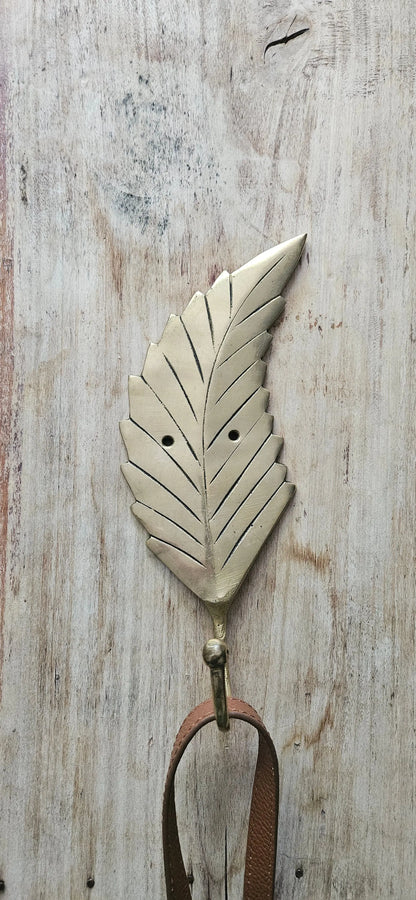 crochet feuille en bronze