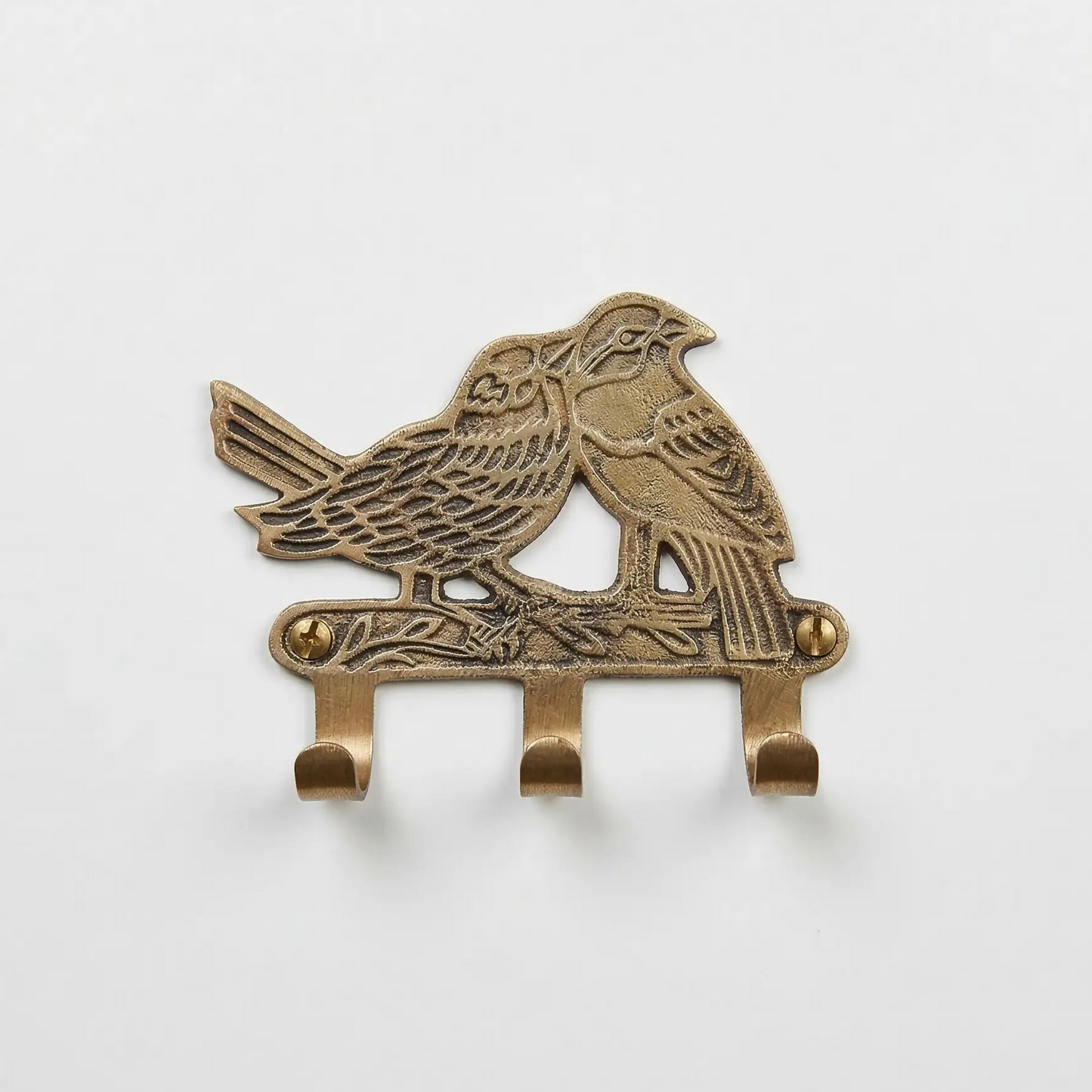 Porte-manteau mural vintage en bronze, motif oiseaux - TokoLausanne