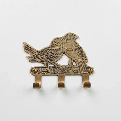 Porte-manteau mural vintage en bronze, motif oiseaux - TokoLausanne