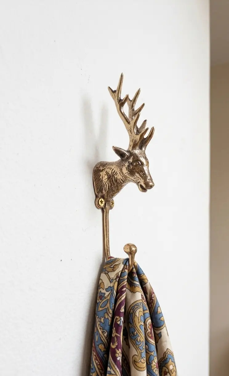 Crochet Mural tête de cerf en bronze