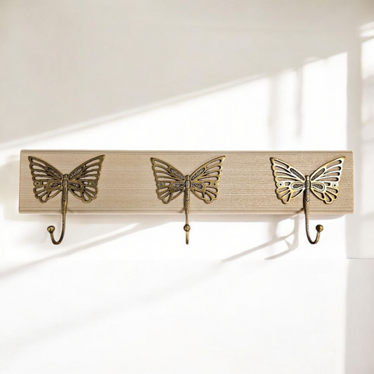 Porte-manteau mural 3 crochets papillons bronze Tokolausanne