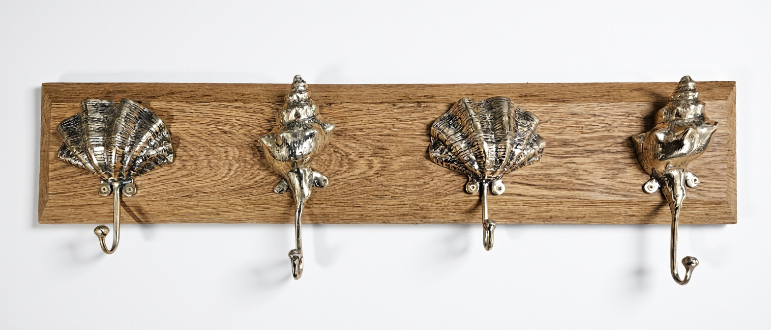 Porte-manteaux mural vintage 4 coquillages bronze 🐚🌊 Tokolausanne