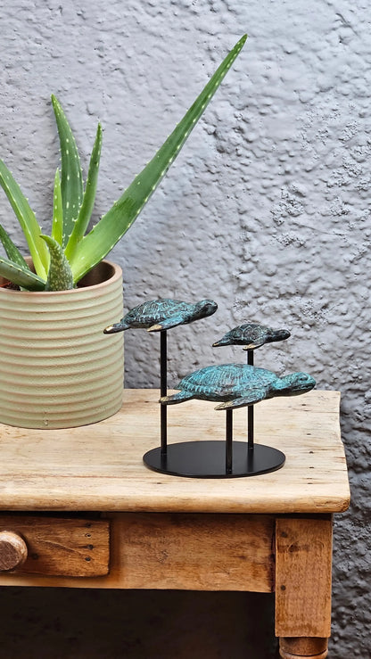 Sculpture marine - Famille Tortues en Bronze Tokolausanne