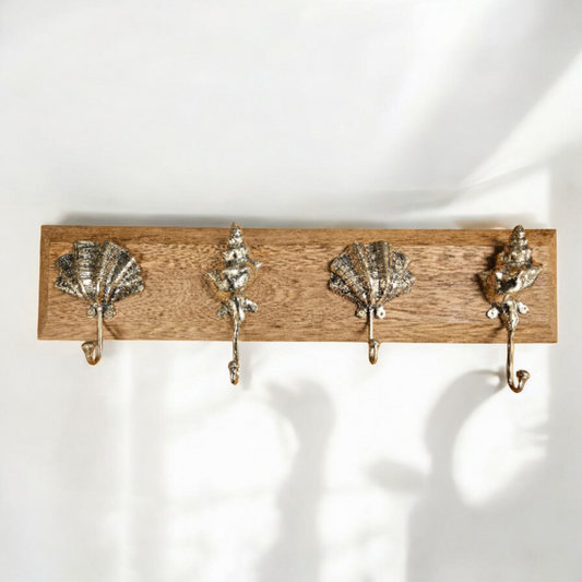 Porte-manteaux mural vintage 4 coquillages bronze 🐚🌊 Tokolausanne
