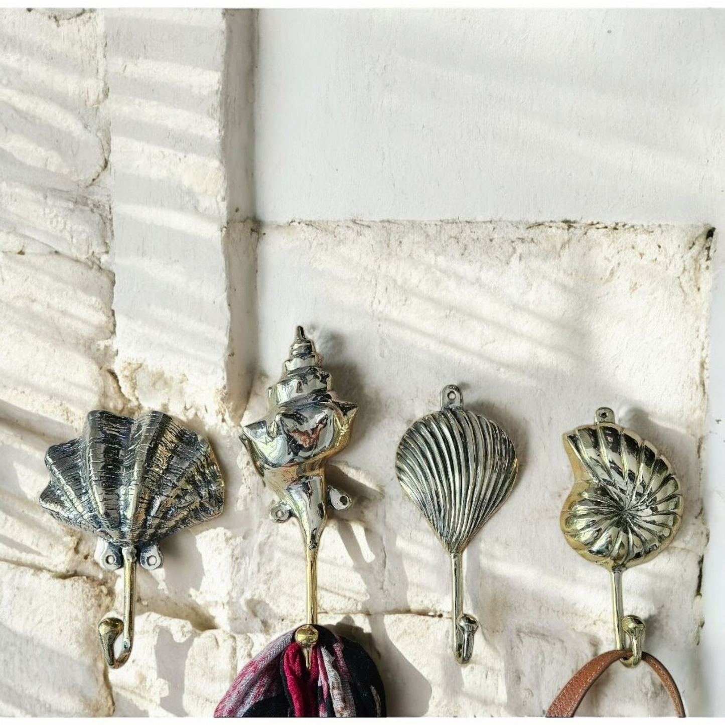 Lot de 4 Patères Coquillages en Bronze - Crochets Décoratifs Maritimes Tokolausanne